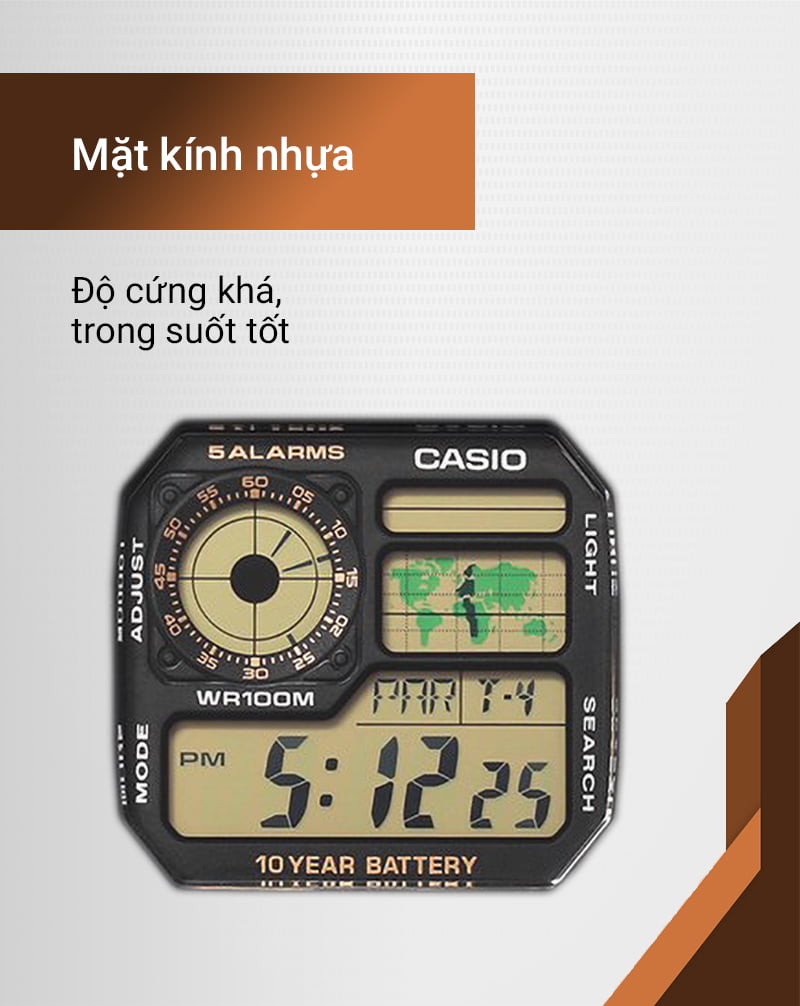 Đồng hồ nam Casio Pin 10 năm dòng AE-1200